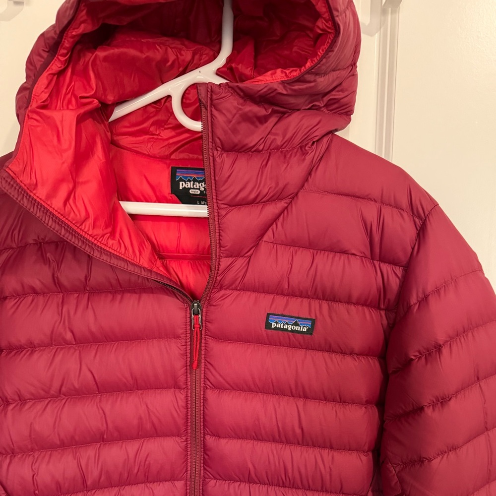 Patagonia Men’s Down Sweater Hoody Carmine Red Size Large NWT - Picture 2 of 11